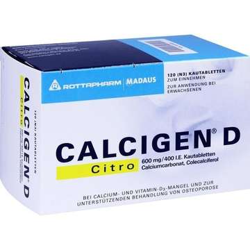 Calcigen D Citro 600 mg/400 I.E. Kautabletten