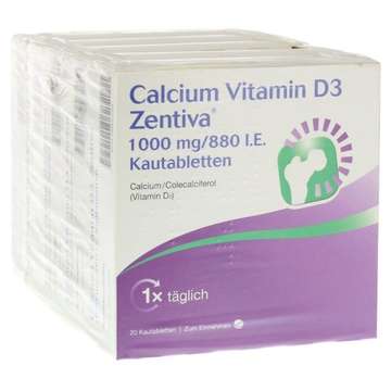 Calcium Vitamin D3 Zentiva 1000 mg/880 I.E. Kautabletten