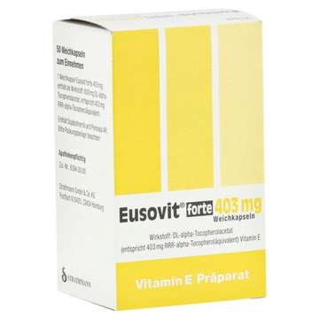 Eusovit forte 403 mg Weichkapseln Wirkstoff: DL-alpha-Tocopherolacetat (entspricht 403 mg RRR-alpha-Tocopheroläquivalent) Vitamin E