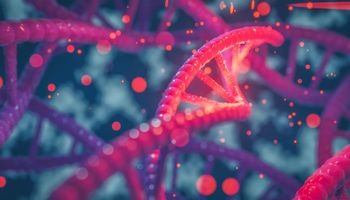 Hélice d'ADN gènes colorés chromosomes séquence d'ADN, structure d'ADN avec lueur. Concept scientifique, illustration de fond 3d