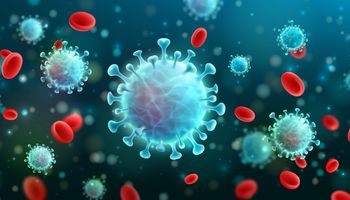Illustrazione vettoriale di coronavirus 2019-nCoV e sfondo del virus con cellule della malattia e globuli rossi.COVID-19 focolaio del virus corona e concetto pandemico per la sanità medica