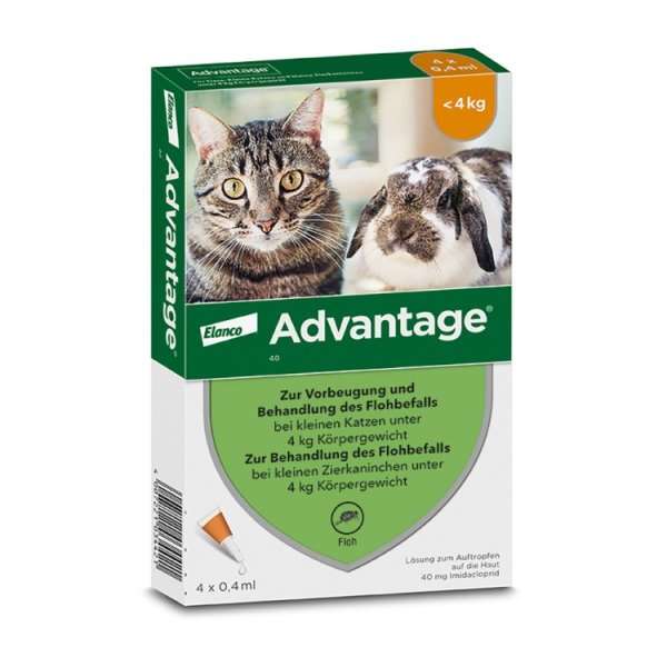 Advantage 40 mg Lösung zum Auftropfen auf die Haut für kleine Katzen und kleine Zierkaninchen