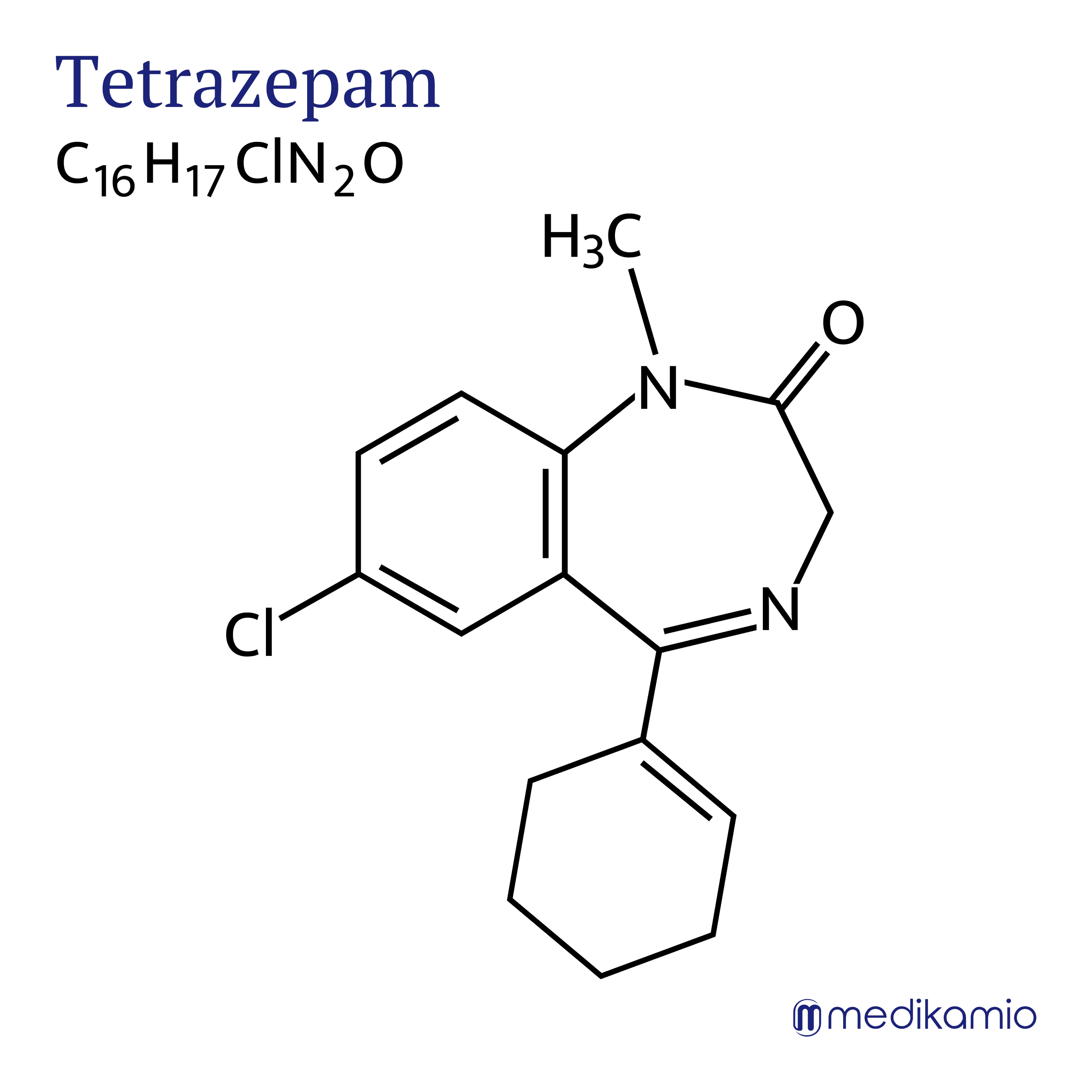 Graphic structural formula of the active substance tetrazepam