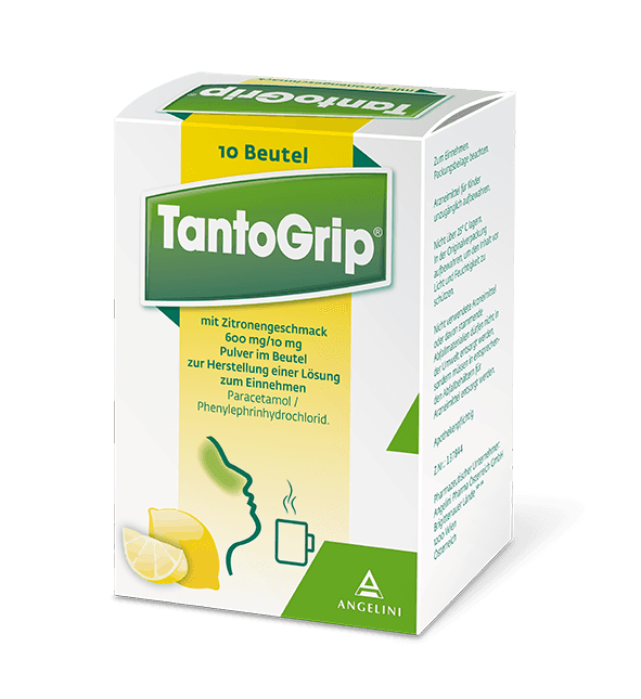 Tantum Grip Zitronengeschmack Paracetamol/Phenylephrinhydrochlorid 600 mg/10 mg Pulver im Beutel zur Herstellung einer Lösung zum Einnehmen