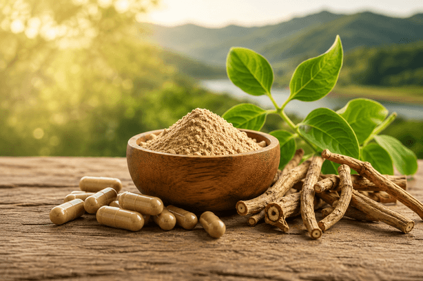 Ashwagandha Kapseln und Pulver Ashwagandha Kapseln und Pulver