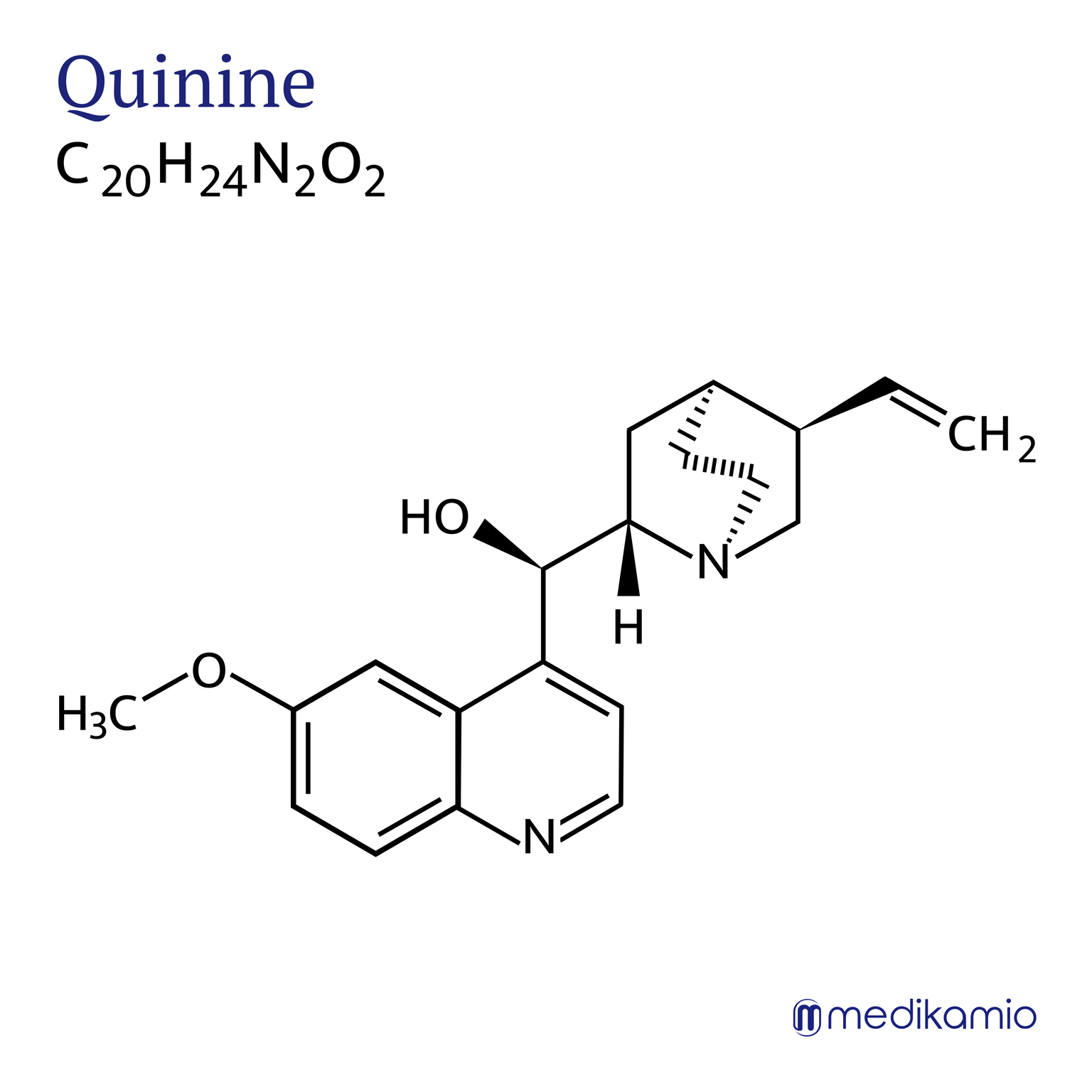 Fórmula estrutural gráfica da substância ativa quinina