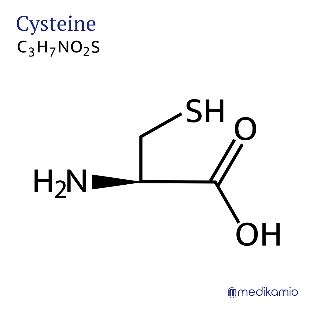 Grafische structuurformule van het werkzame bestanddeel cysteïne