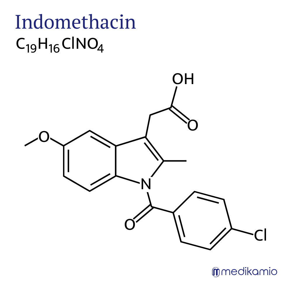 Fórmula estructural gráfica del principio activo indometacina