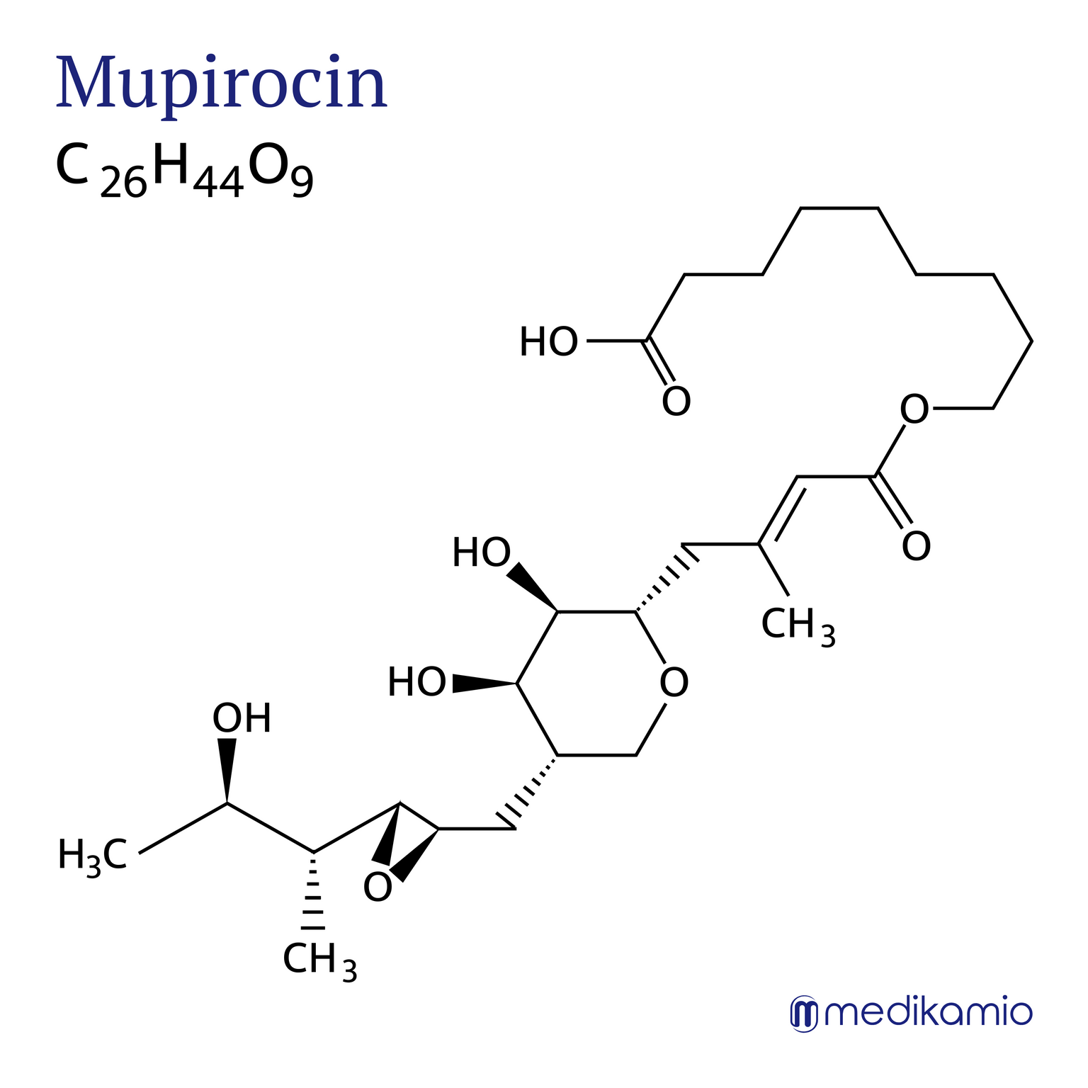 Fórmula estrutural gráfica da substância ativa mupirocina