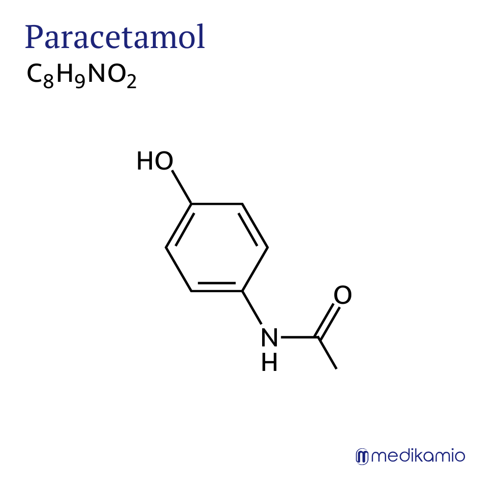 Grafische structuurformule van het werkzame bestanddeel paracetamol