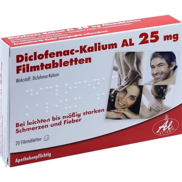 Abbildung Diclofenac-Kalium AL 25 mg Filmtabletten