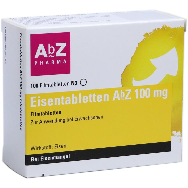 Abbildung Eisentabletten AbZ 100 mg Filmtabletten