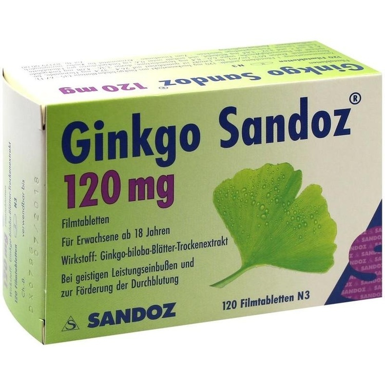 Abbildung Ginkgo Sandoz 120 mg Filmtabletten