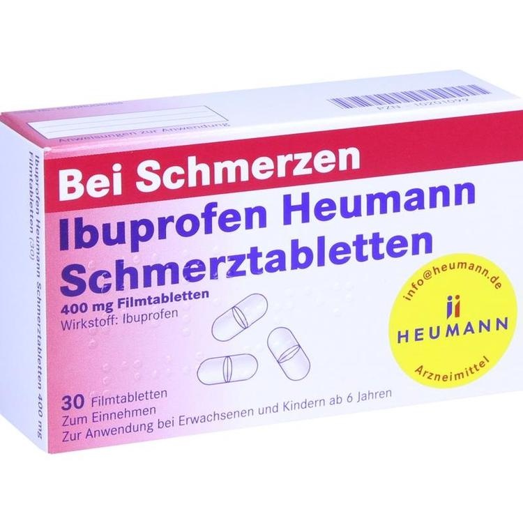 Abbildung Ibuprofen Heumann Schmerztabletten 400mg Filmtabletten