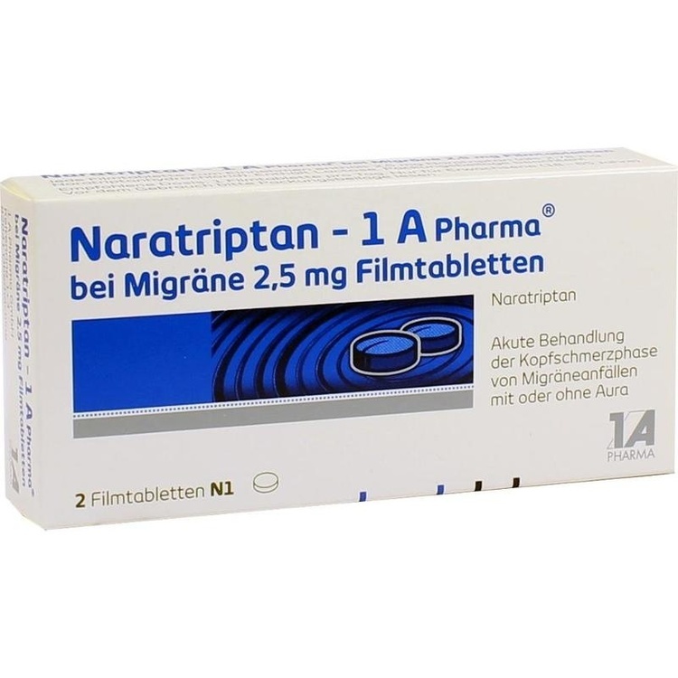 Abbildung Naratriptan - 1 A Pharma bei Migräne 2,5 mg Filmtabletten