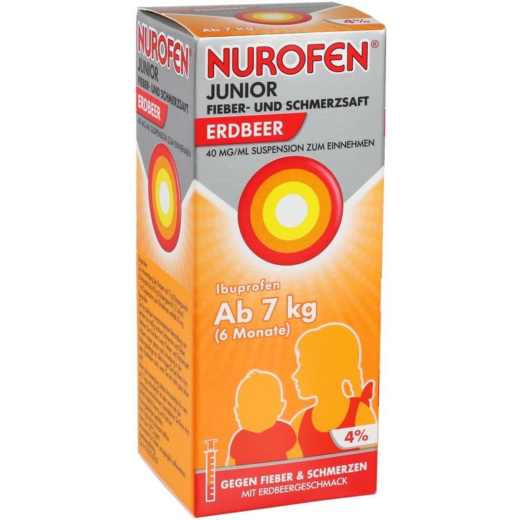 Abbildung Nuroflex Junior Fieber- und Schmerzsaft Erdbeer 40 mg/ml Suspension zum Einnehmen