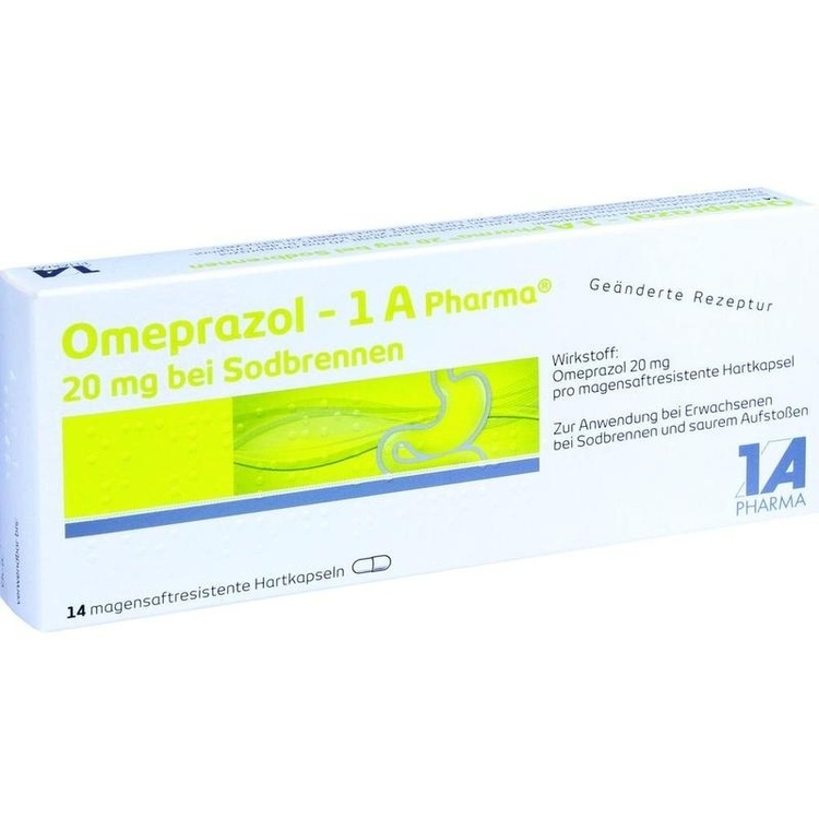 Abbildung Omeprazol - 1 A Pharma 20 mg bei Sodbrennen