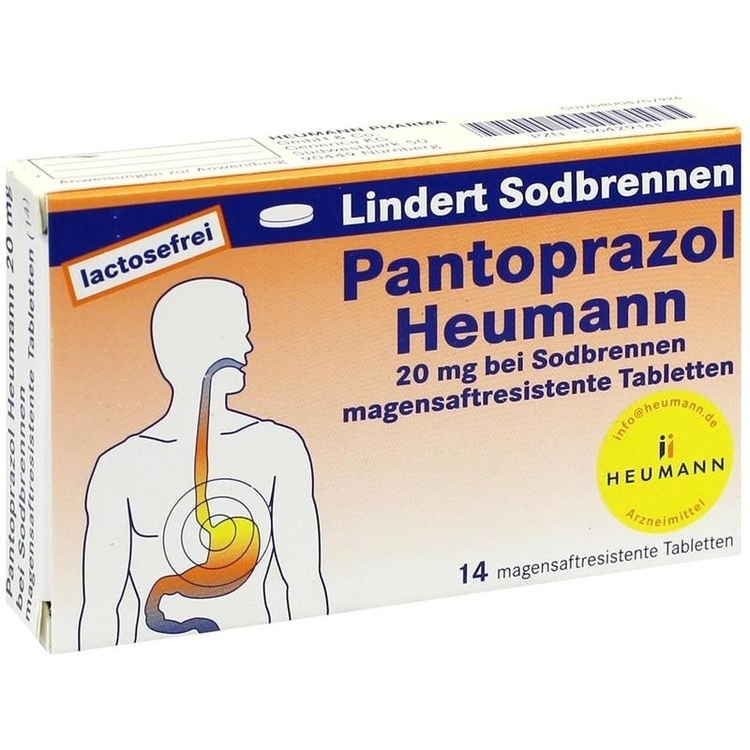 Abbildung Pantoprazol Heumann 20 mg bei Sodbrennen magensaftresistente Tabletten