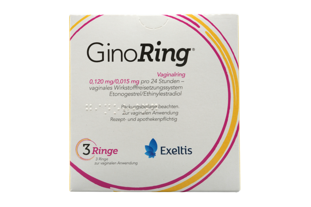 GinoRing Vaginalring 0,120 mg/0,015 mg pro 24 Stunden - vaginales Wirkstofffreisetzungssystem