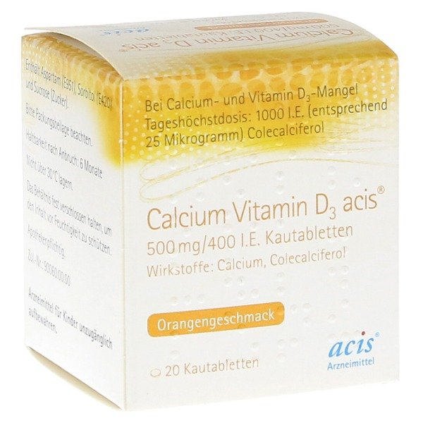 Abbildung Calcium Vitamin D3 acis 500 mg/400 I.E. Kautabletten