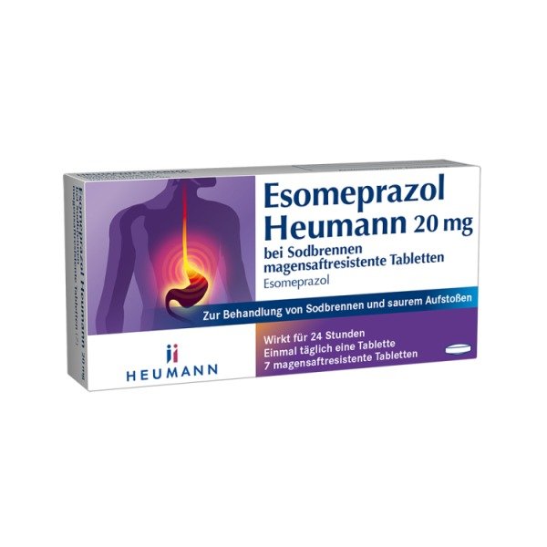 Abbildung Esomeprazol Heumann 20 mg bei Sodbrennen magensaftresistente Tabletten