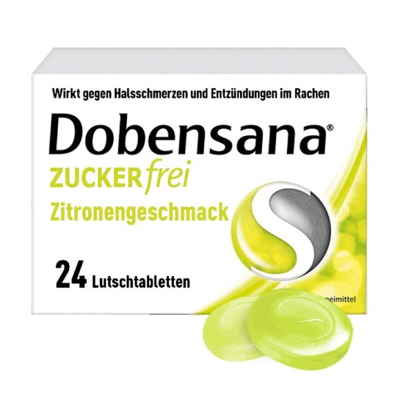 Abbildung Dobensana Zuckerfrei Zitronengeschmack 1,2 mg/0,6 mg Lutschtabletten