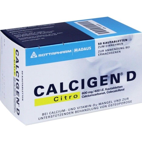 Calcigen D Citro 600 mg/400 I.E. Kautabletten