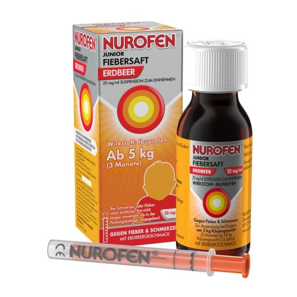 Abbildung Nurofen Junior Fiebersaft Erdbeer 20 mg/ml Suspension zum Einnehmen