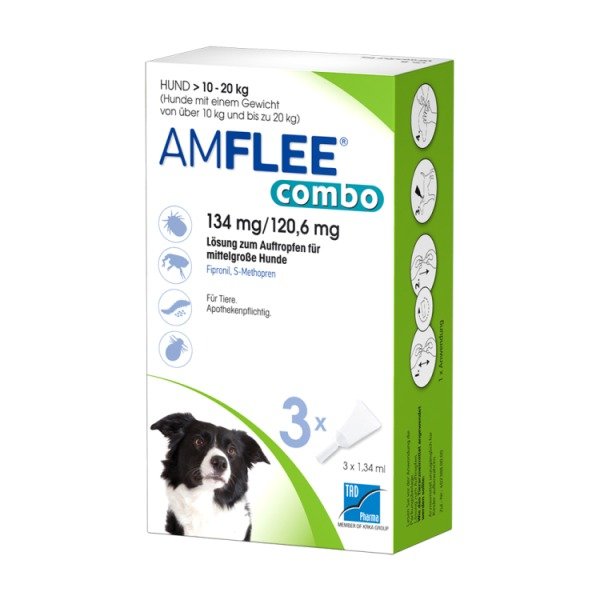 Abbildung Amflee Combo 134 mg/120,6 mg Lösung zum Auftropfen für mittelgroße Hunde