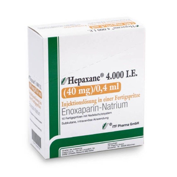 Abbildung Hepaxane 4.000 IE (40 mg) /0,4 mL Injektionslösung in einer Fertigspritze