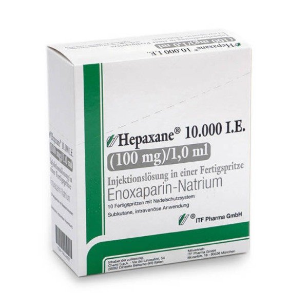 Abbildung Hepaxane 10.000 IE (100 mg)/1,0 ml Injektionslösung in einer Fertigspritze