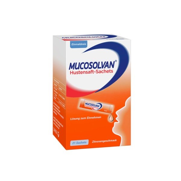 Abbildung Mucosolvan Hustensaft-Sachets 30 mg/5 ml Lösung zum Einnehmen im Beutel