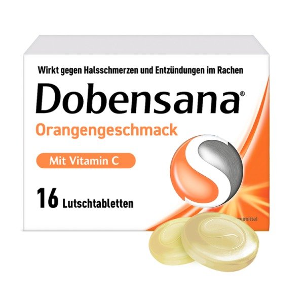 Abbildung Dobensana Orangengeschmack 1,2 mg/0,6 mg Lutschtabletten