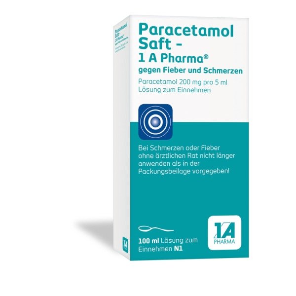 Abbildung Paracetamol Saft - 1 A Pharma gegen Fieber und Schmerzen