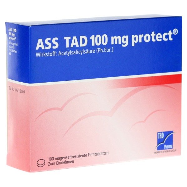 Abbildung ASS TAD 100 mg protect magensaftresistente Tabletten