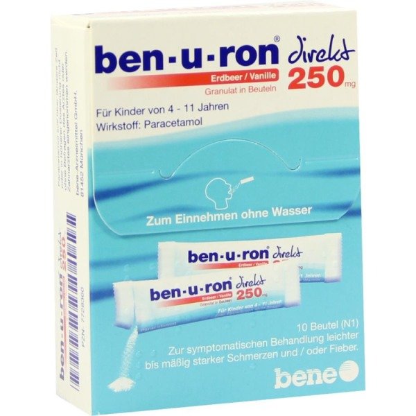Abbildung ben-u-ron direkt Erdbeer/Vanille 250 mg Granulat in Beuteln
