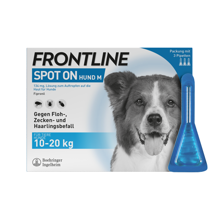 Abbildung Frontline Spot on Hund M 134 mg Lösung zum Auftropfen auf die Haut für Hunde