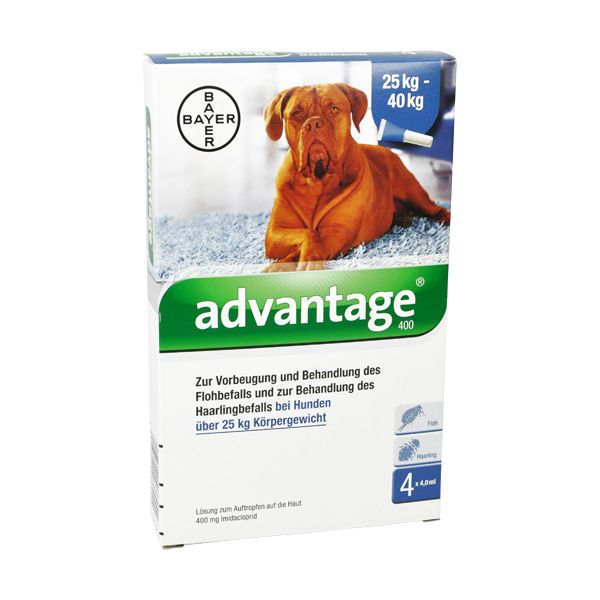 Abbildung Advantage 400 mg Lösung zum Auftropfen auf die Haut für Hunde