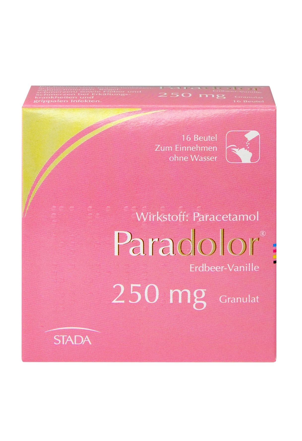 Abbildung Paradolor Erdbeer-Vanille 250 mg Granulat