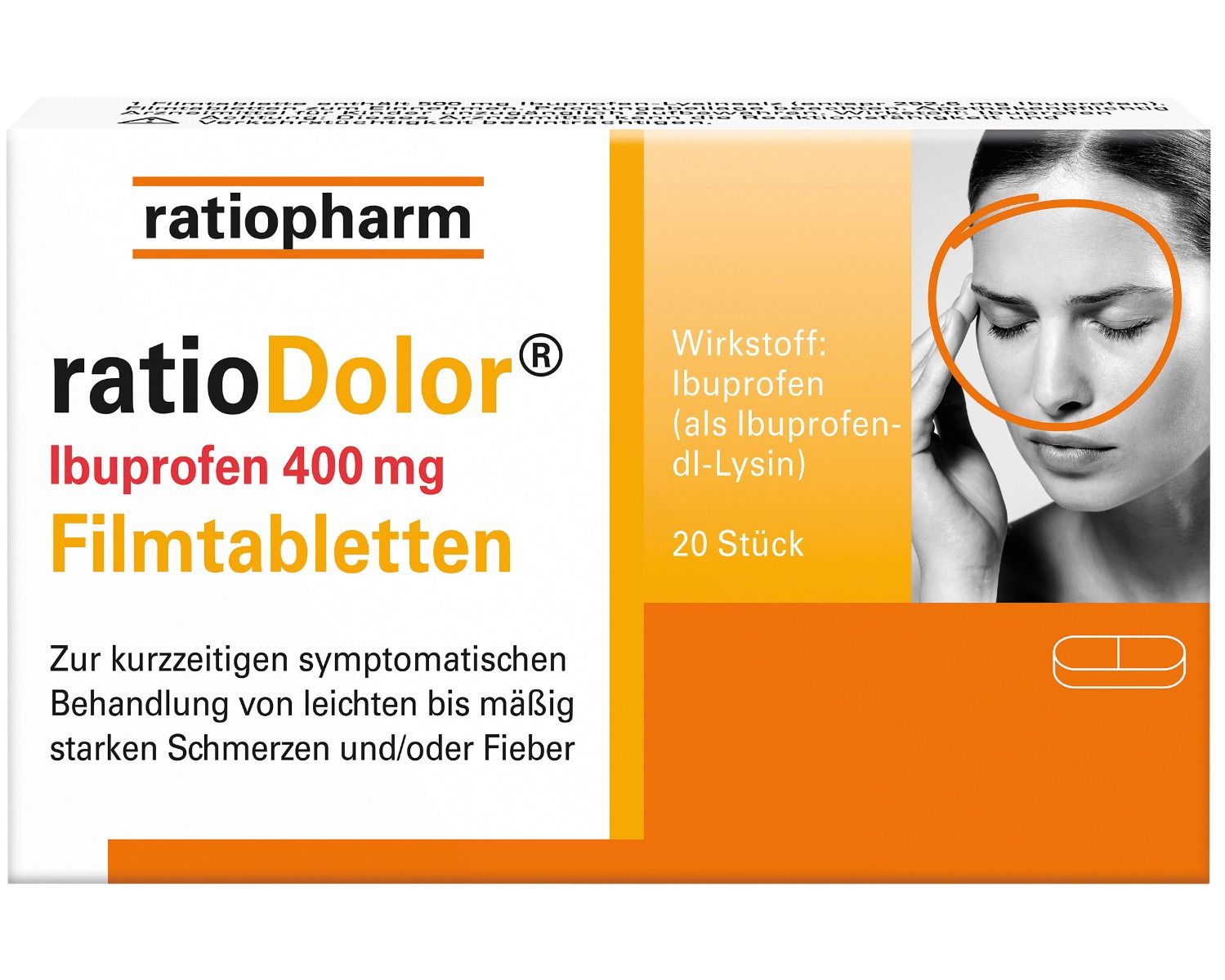 Abbildung ratioDolor Ibuprofen 400 mg Filmtabletten
