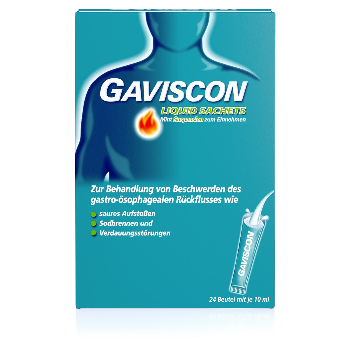 Abbildung Gaviscon Liquid Sachets Mint Suspension zum Einnehmen