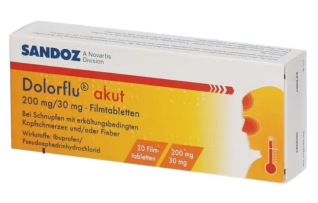 Abbildung Dolorflu akut 200 mg/30 mg Filmtabletten