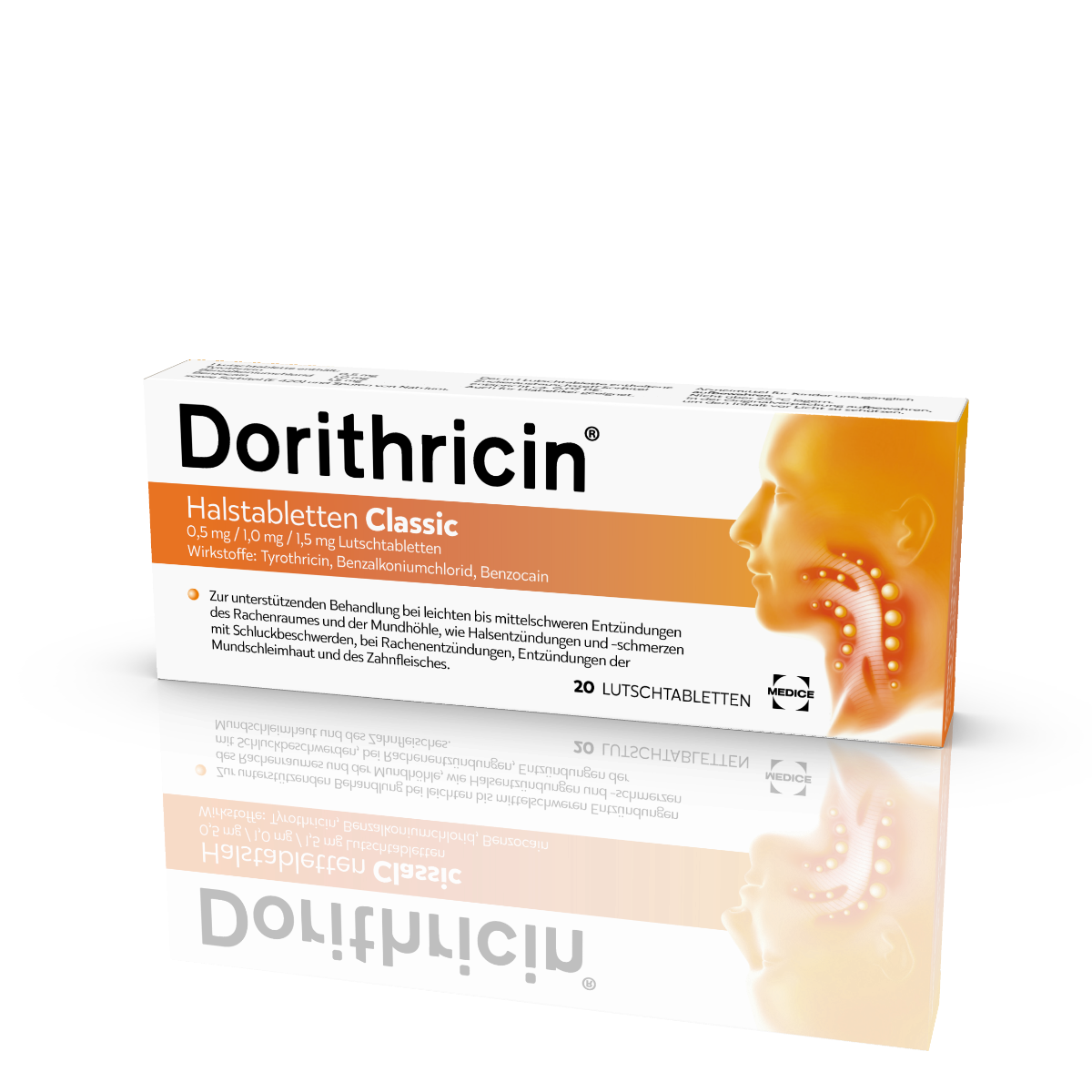 Abbildung Dorithricin Halstabletten Classic 0,5 mg / 1,0 mg / 1,5 mg Lutschtabletten