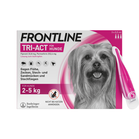 Abbildung Frontline Tri-Act Lösung zum Auftropfen für Hunde 2-5 kg
