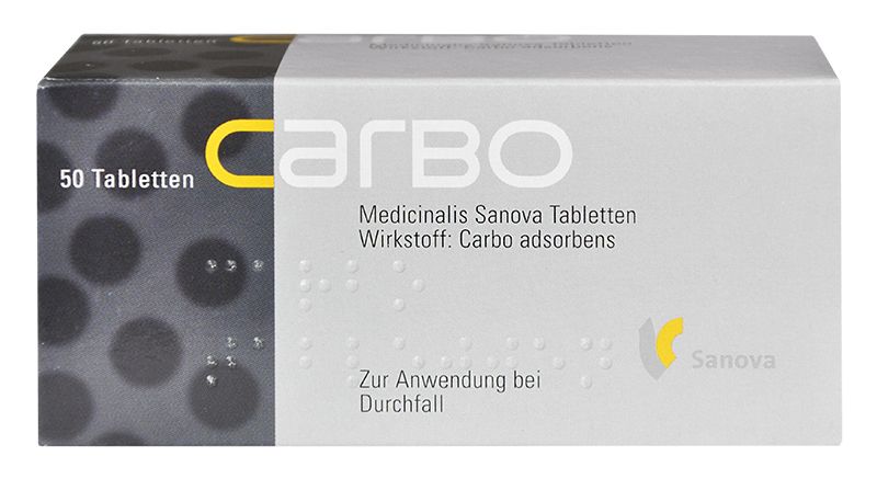 Abbildung Carbo medicinalis "Sanova" - Tabletten